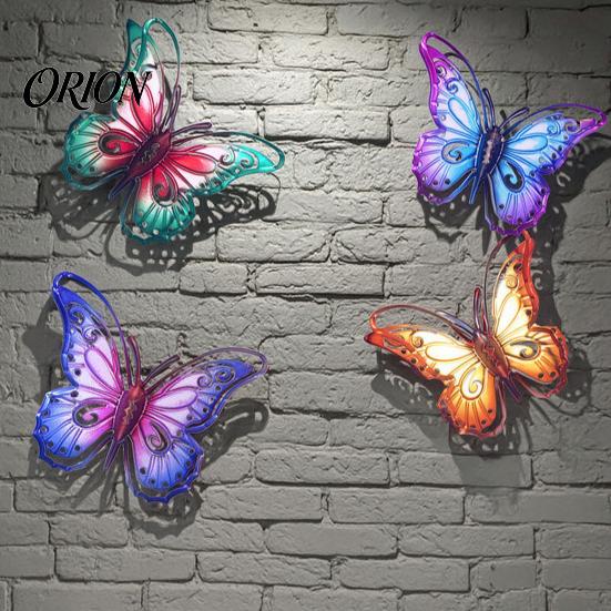 Fairy Tale Garden Ornaments Metal Butterfly Wall Decorations, Art Sculpture, Colorful Iron Sculptures Weatherproof Hanging Decor for Patio Fence Home
