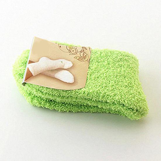 Mulheres menina inverno quente engrossar coral velo fofo cor sólida meias de dormir