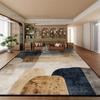 Alfombra Beige Wabi-Sabi Fácil de Limpiar para Sala de Estar Decoración del Hogar Antideslizante Suave Alfombra Abstracta Plegable Terciopelo Corto Alfombrilla para Mesas de Café
