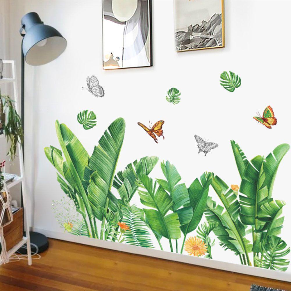 Art Murals Butterfly Removable Wall Stickers Flower Plants Leaves Wall Decals