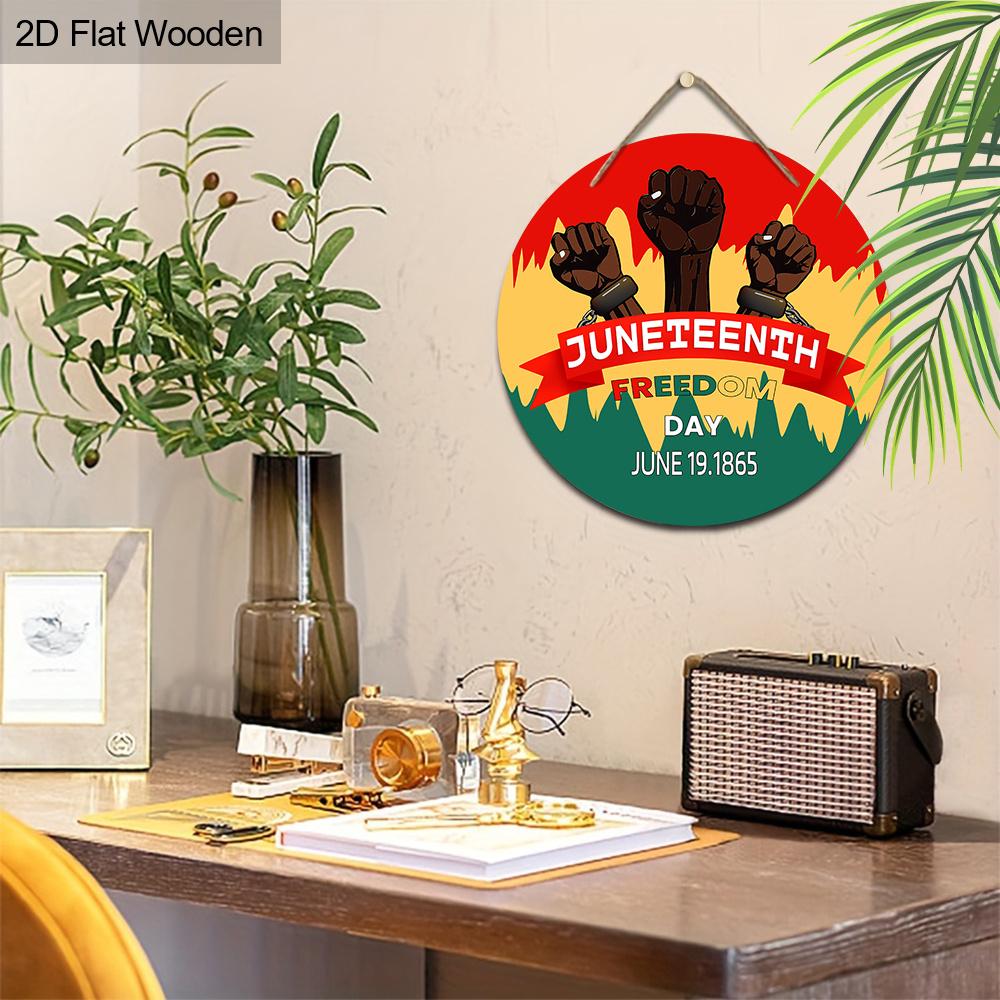 2D Flat, 1pc Black History Month Wooden Sign, Festive Commemorate Decorations Sign, 7.87x7.87inch Round Wall Art Decoration Plaque, Door Decoration