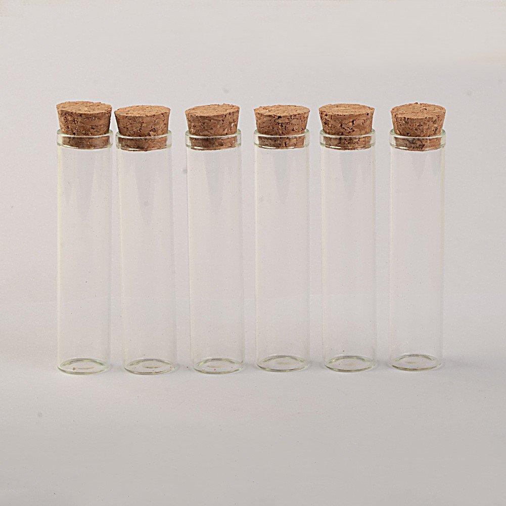Set of 100 13ml Food-Grade Glass Bottles with Cork Stoppers, Test Tube Glass Bottles, Transparent Glass Seal Containers (Set of 100, 13ml (18x80x15mm)