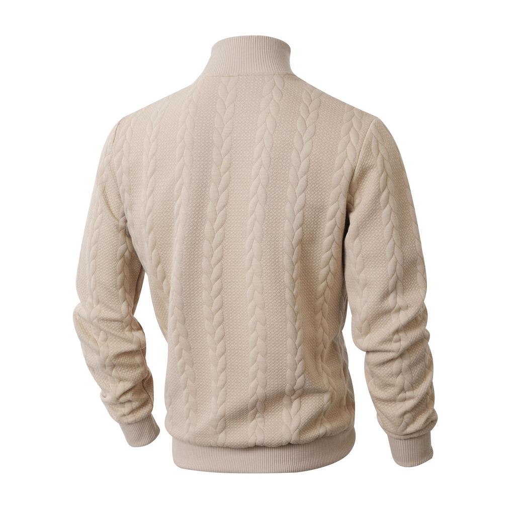 Knitwear Daily Outdoor Casual Solid Color Fashion Jacquard High-Neck Warm Sweater for Men