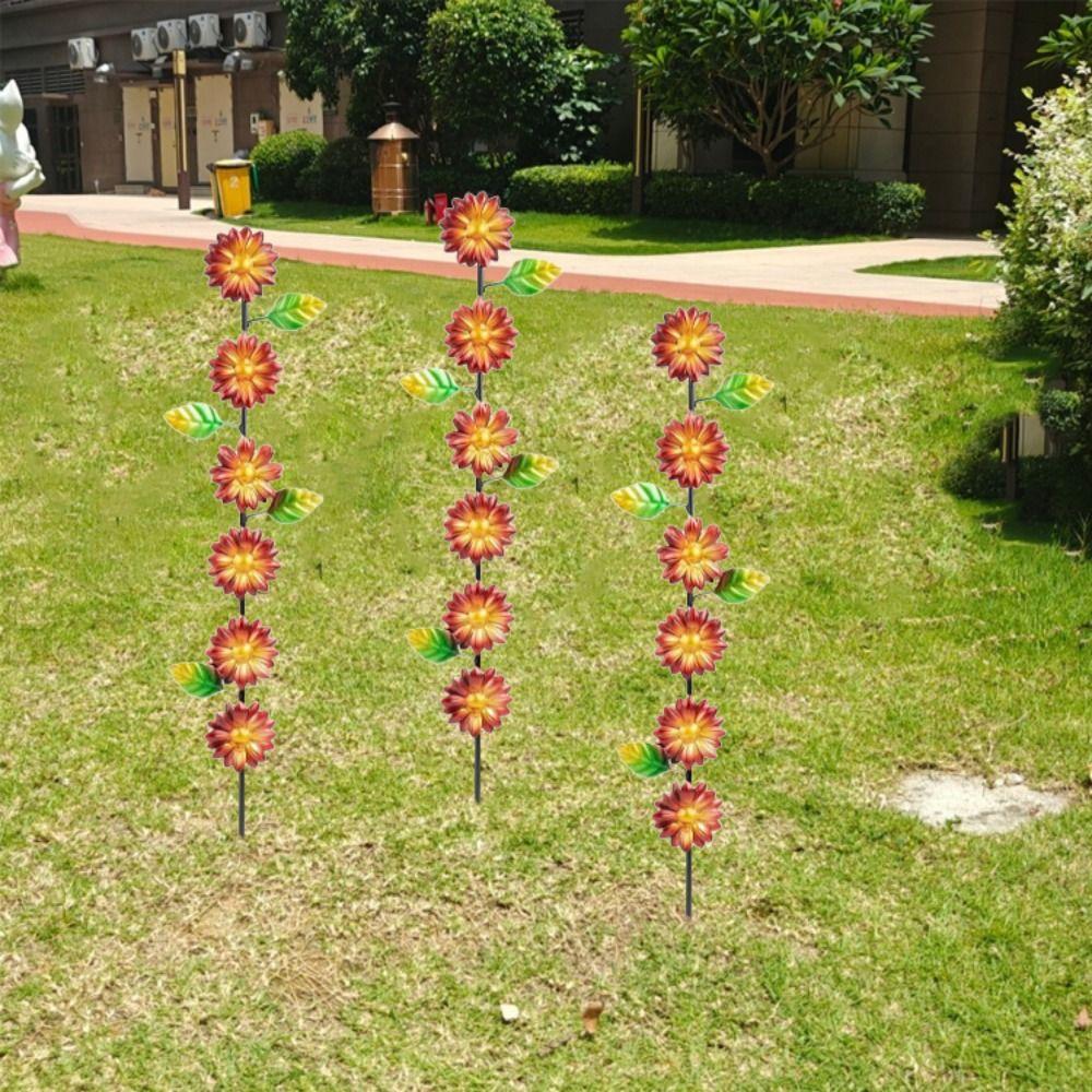 3pcs Plant Shaped Flower Ground Stake Metal Garden Pile Decorative Garden Stakes  Outdoor