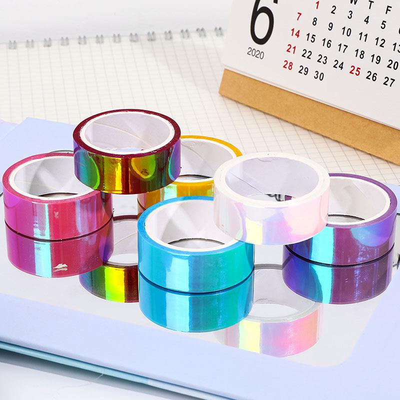 Creative Rainbow Laser Tape: Colorful, Decorative, Waterproof DIY Material for Student Journals and Collage.