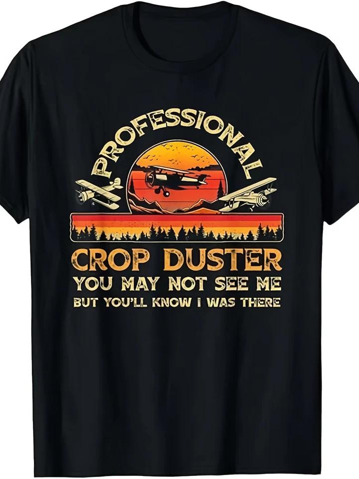 Unisexs Professional Crop Duster T Shirt Tee Funny Cotton Unisex Oversized Casual Summer Streetwear Vintage Harajuku Ironic Humor
