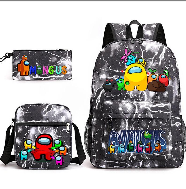 Football Star Teenager Student Schoolbag Ronaldo Pattern Three-Piece Backpack