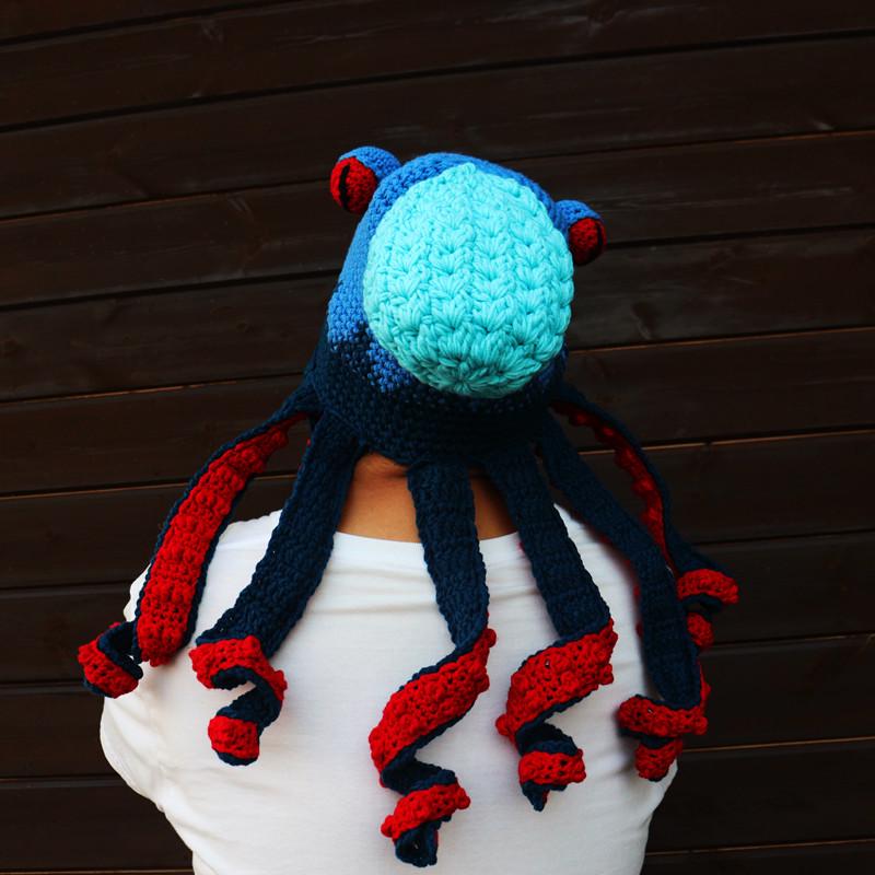 Adult Halloween Crochet Octopus Headgear - Funny Wool Yarn Hat