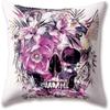 Weiches Plüsch-Samt Schwarz-Weiß Kunstkissen Totenkopf Blume Nebelmalerei 45 x 45 cm Dekokissen aus weichem Plüsch-Samt für Zuhause Sofa Bett Dekoration