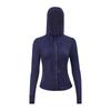 Damen atmungsaktive Kapuzen-Yogajacke Langarm Fitness Top Activewear
