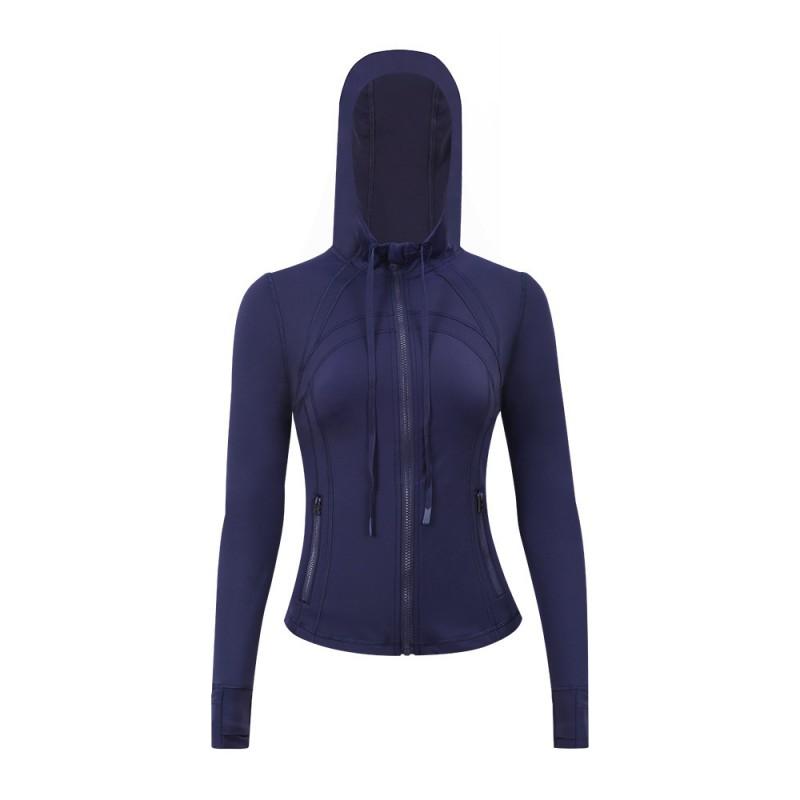 Damen atmungsaktive Kapuzen-Yogajacke Langarm Fitness Top Activewear
