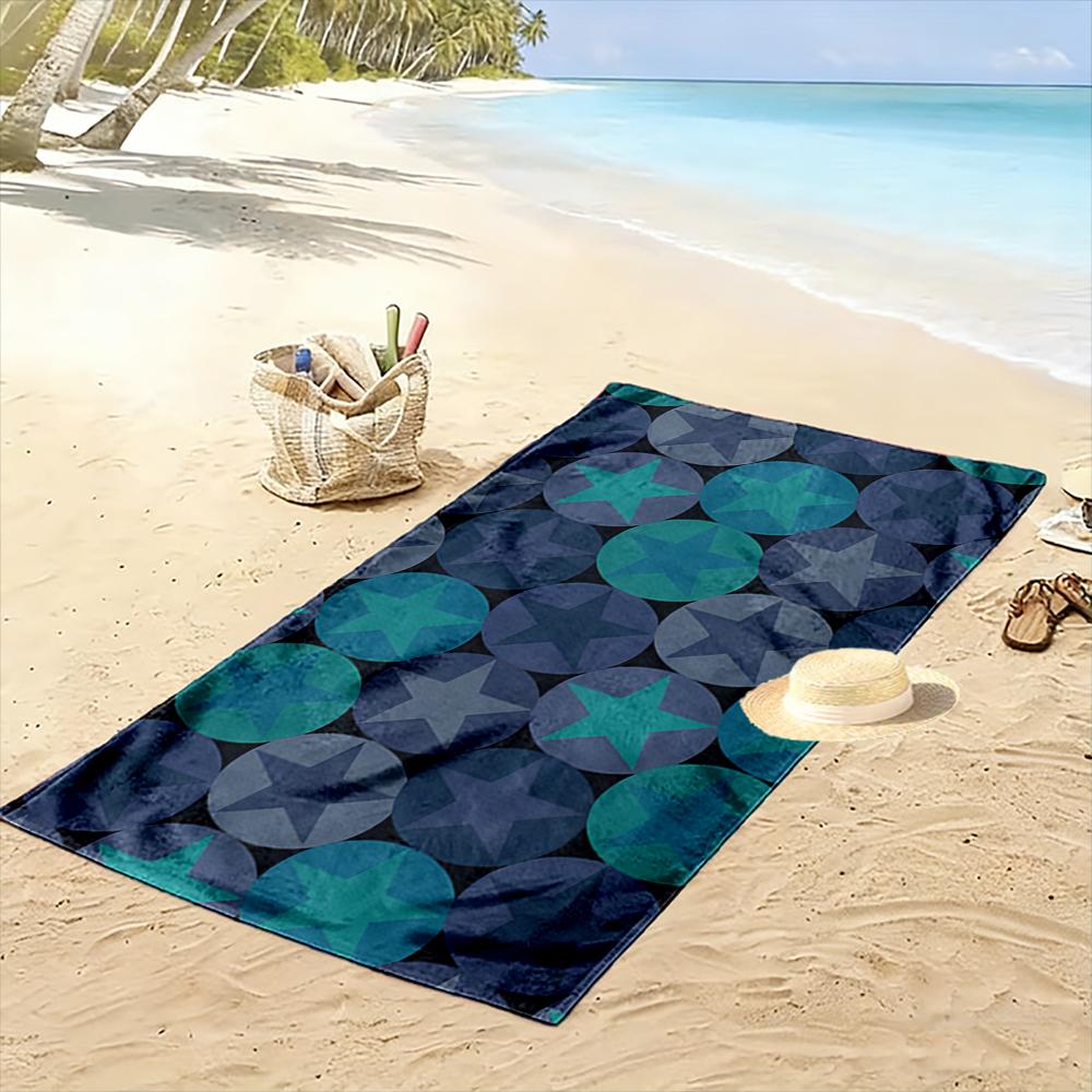Star Pattern Blue and Green Design Beach towel quick-drying for travel outdoor sports jogging beach and swimming