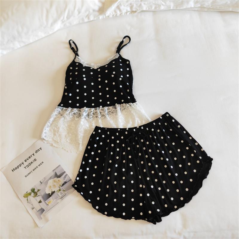 Modal Women's Summer Camisole Pajama Set with Chest Pads - French-Inspired, Sexy, Lightweight Homewear