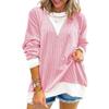 The New Autumn Casual Loose Two-tone Round-neck Long-sleeved Twisted Stripe Sweatshirt