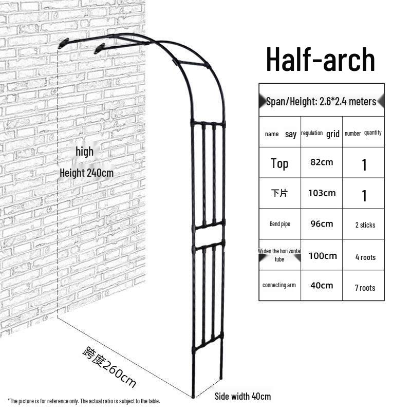 Half Arch Rose Trellis: Curved Iron Flower Stand for Garden or Balcony