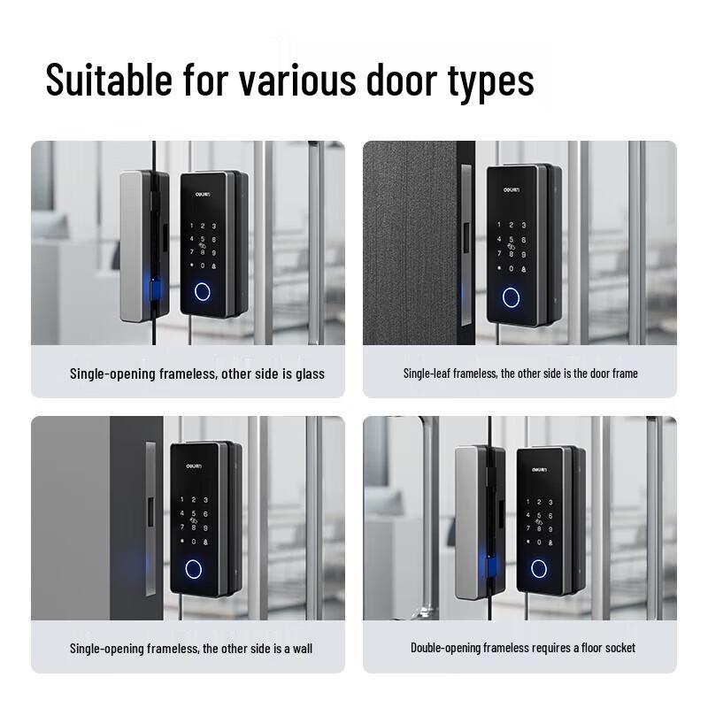 Deli AL102 Smart Fingerprint Glass Door Lock CN plug (adapter included)