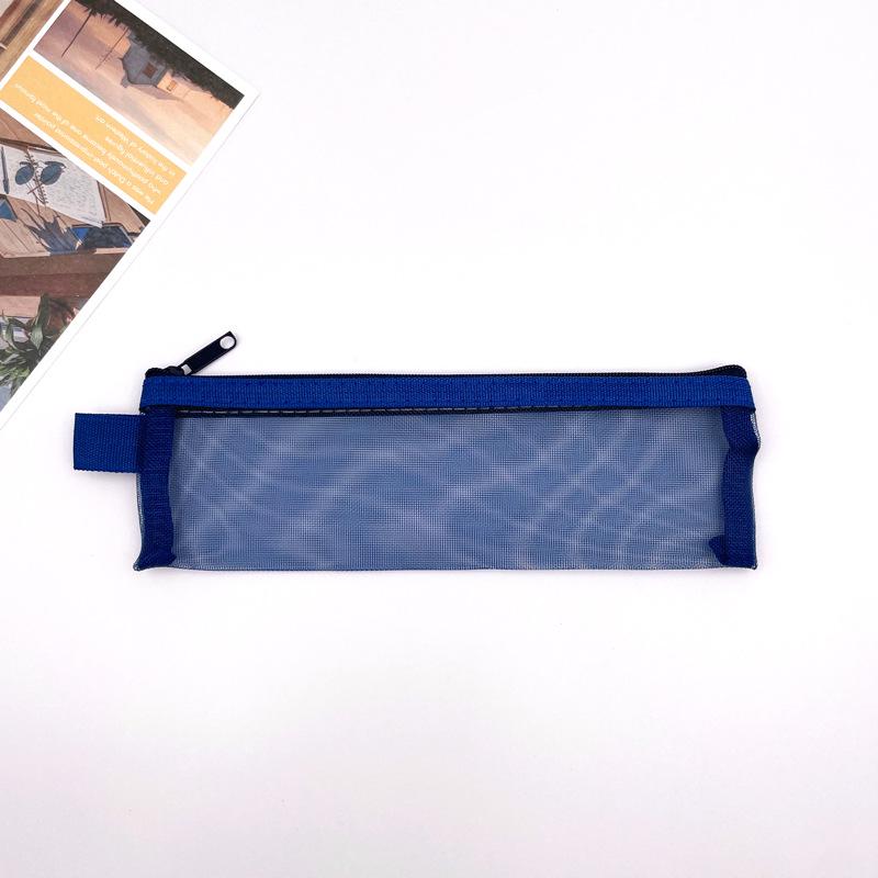 Retro Color Transparent Mesh Pencil Case - Portable Stationery & Makeup Bag for Students