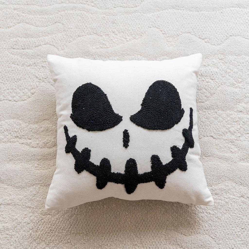 45x45cm Halloween Embroidery Throw Pillowcase Pumpkin Cotton Decoration Pillow Cushion Cover Sofa Halloween Party Supplies