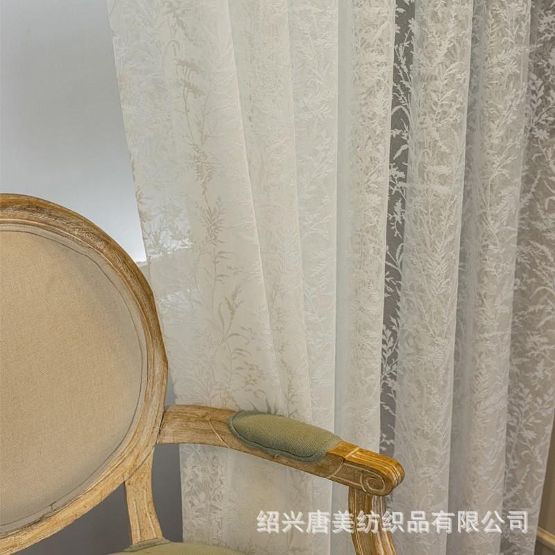 American Farmhouse Sheer Curtain With Lace Jacquard White Decorative Window Treatment Living Room Bedroom Dining