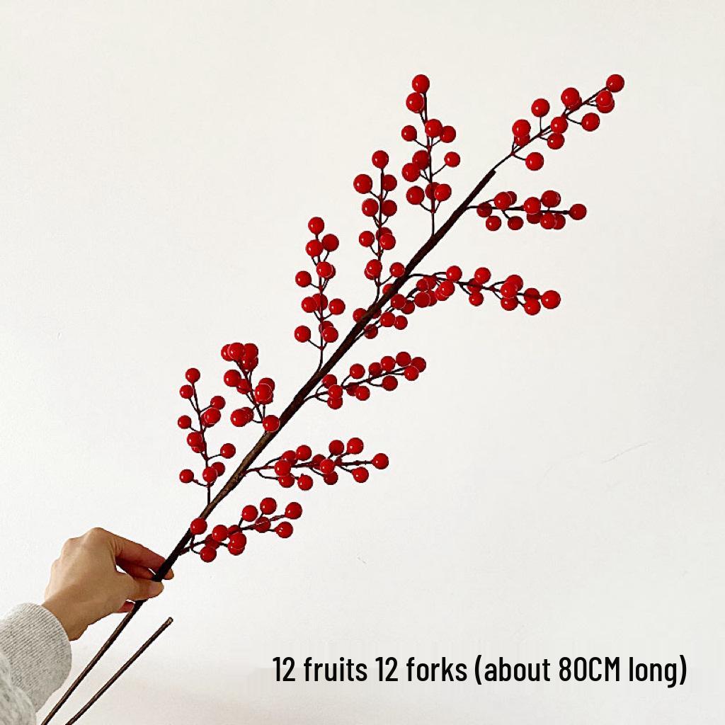 Fortune Fruit Europäischer Stil Künstliche Stehende Rote Beeren Akazienblüten-Arrangement