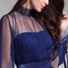 Frühling Neues Damen Elegantes Bankett Atmosphärisches Plissiertes Mesh Abendkleid