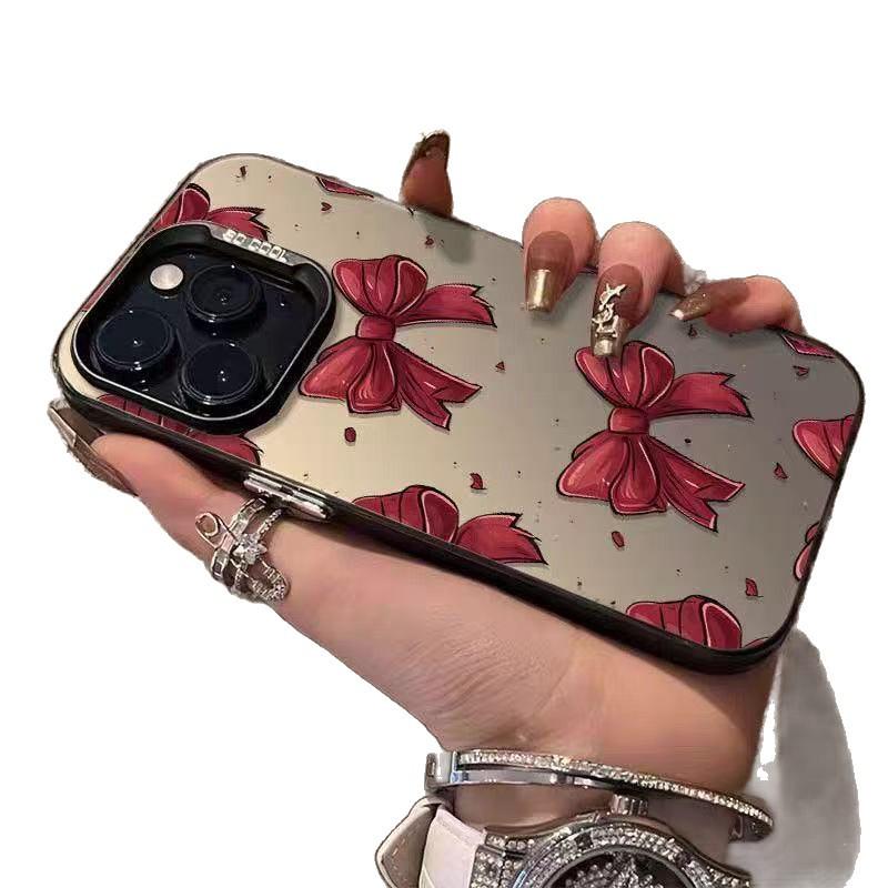Red Bowknot Phone Case for iPhone 13, 14, 15 Plus, 16 Pro, and 17 - Trendy Design for Girls