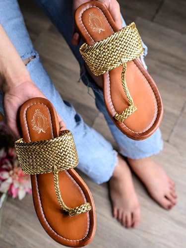 Shoetopia Girls Girls-Bunai-Kolhapuri Golden Flat Sandal - 6 Uk (Girls-Bunai-Kolhapuri-Golden) 6 UK
