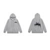 Mens Hooded Zip-Up Fleece-Lined Sweatshirt With Letter Print Casual Oversized Pullover Winter Jacket