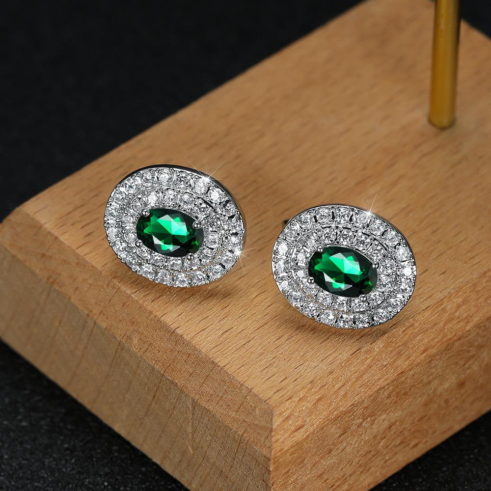 Copper Earrings Micro Inlaid with Zircon Korean Version Exquisite and Versatile High End Niche Super Sparkling Fairy Earrings