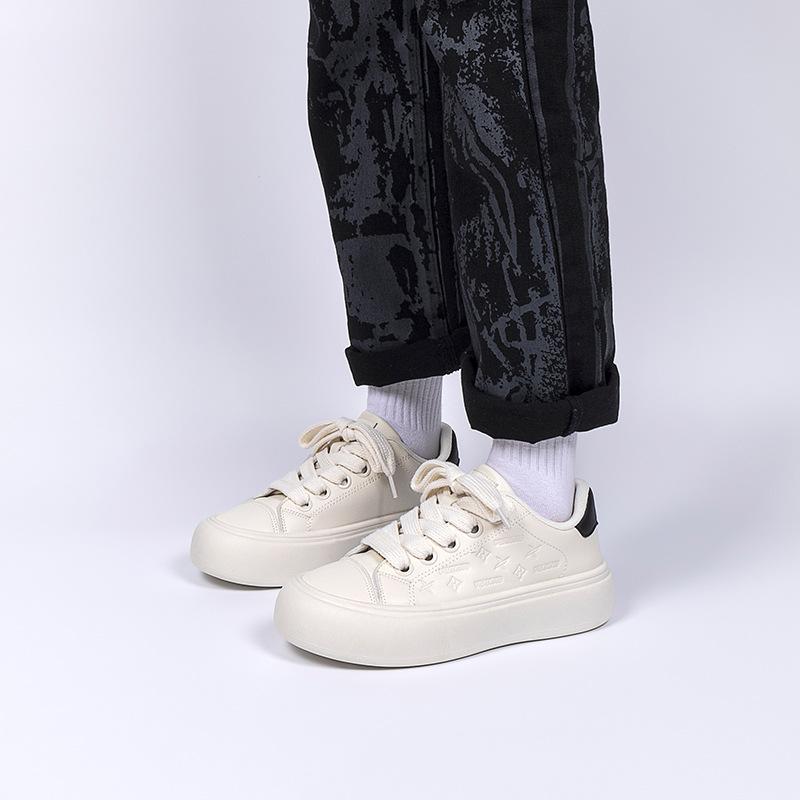 Global Trend White Shoes Men's ZHQ68226 Spring Leather Printing Men's Shoes Versatile Platform Casual Board Shoes Men