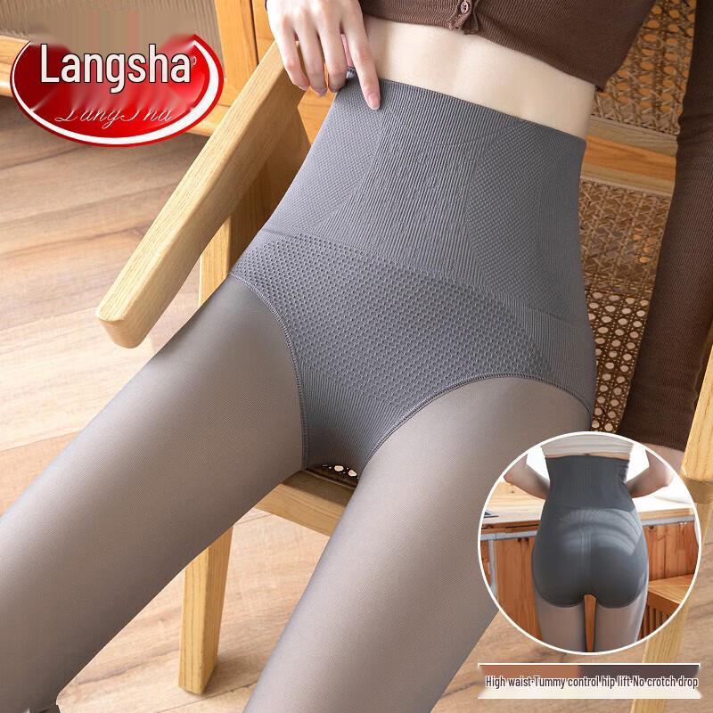 Langsha Women's Faux Sheer Fleece Lined Tights