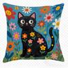1/4Pcs Black Cat Floral Pillowcases For Cozy Decor Sofa Cushion Cover Home Bedroom Room Decoration