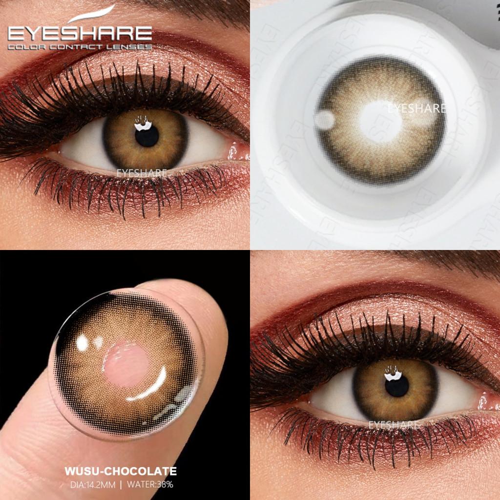 Eyeshare 2 buc = 1 pereche Lentile de contact colorate pentru ochi Ochi albaștri Lentilă de culoare Lentilă roșie Lentilă naturală anuală 14,2 mm