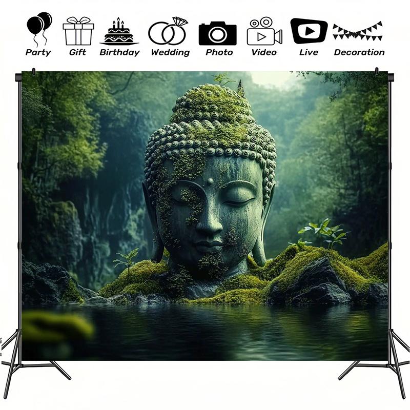 Buddha Zen Meditation Buddhist Photography Background Cloth and Party Banner Polyester Fabric - Festival