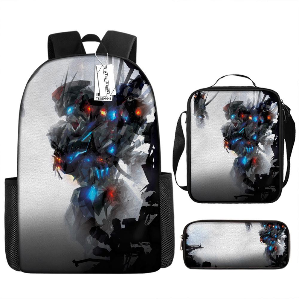 Gundam Backpack 3D Pattern Anime Backpack Student Printed School Bag Three-piece Set