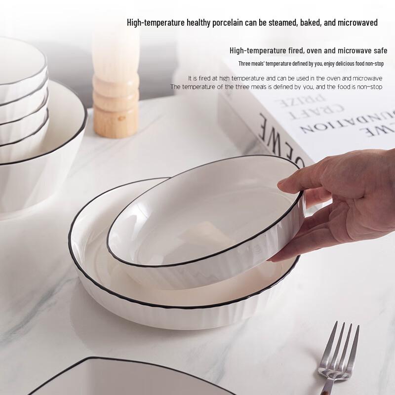 Linpan Glazed Embossed Ceramic Dinnerware Set