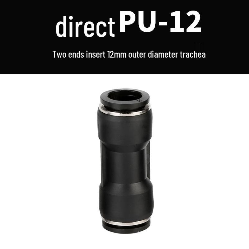 Straight Quick Push-In Pneumatic Air Tube Connector, PU Sizes 6-16, Plastic Two-Way Joint