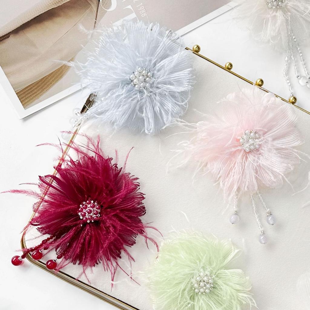 Beautiful Multi-Color Handmade Feathers Three-Dimensional Flower Corsage Clothing Hairpin Headgear Clothing Accessories