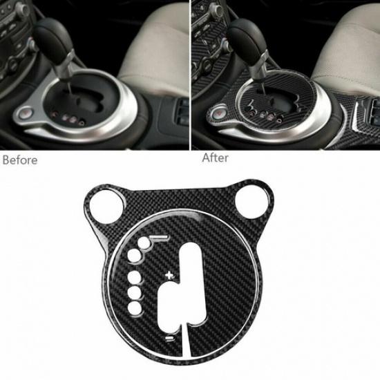2Pcs Carbon Fiber Interior Gear Shift Box Panel Cover For Nissan 370Z 2009-