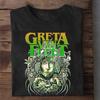 NUEVO RARO Camiseta de Manga Corta Negra Talla Única Banda Greta Van Fleet QQ1387