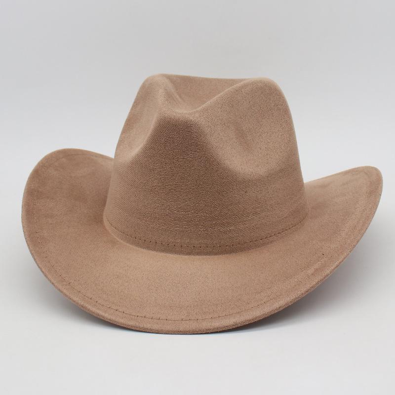 Top Hat New Amazon Hot-Selling Western Denim Curled Brim Concave Convex Top Retro Riding Hat Men'S And Women'S Woolen Felt Hat