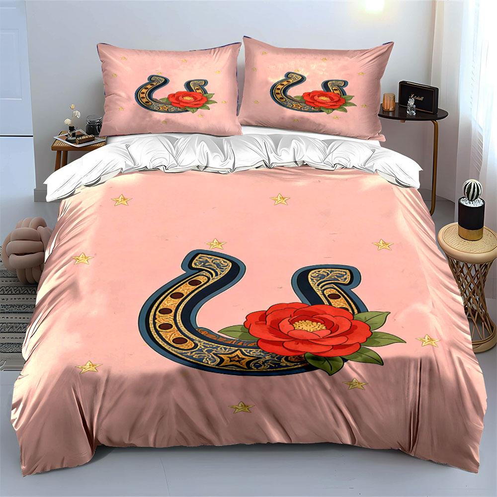 Horseshoes, Red Roses, Stars. Bedding Sets Duvet Cover Sets Duvet Covers Pillowcases(1 * Duvet Cover 2 * Pillowcases, Without Duvet Insert)