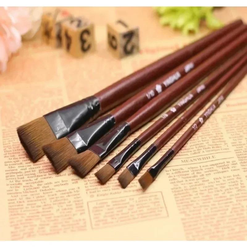 6pcs/set Professional Painting Set  Acrylic Oil Watercolors Artist Paint Brushes Supplies Nylon Wool Brush Art Accessories LS