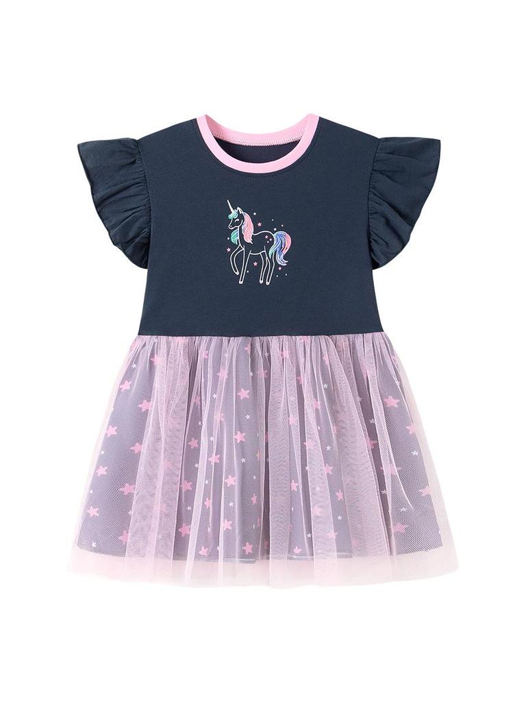 Little Maven Summer Girls' Cartoon Dress - Cute Baby Gauze Skirt, European & American Style