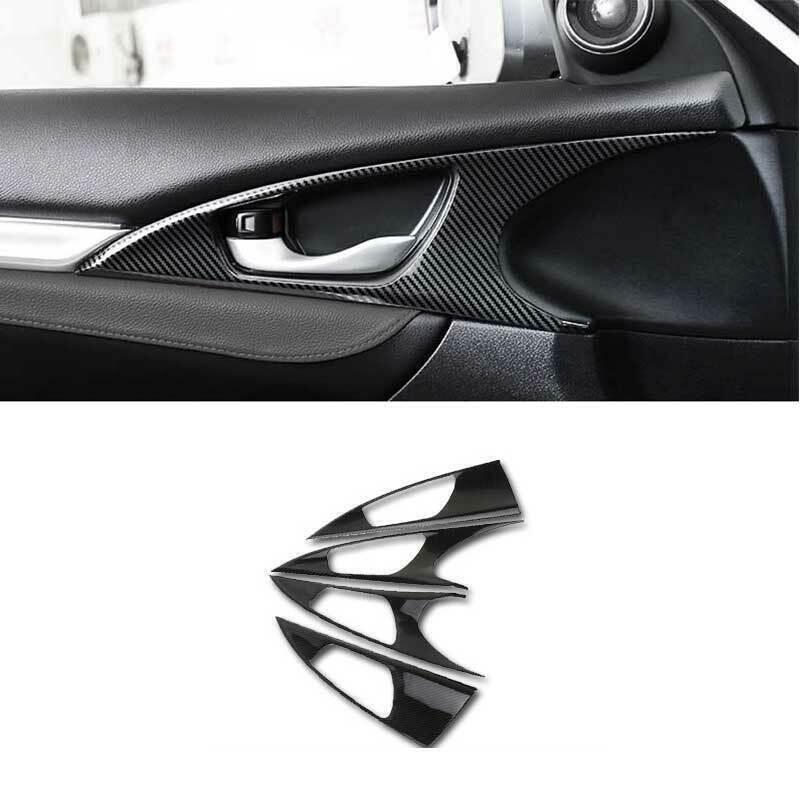 For Honda Civic 10th 2016-2021 Sedan Carbon Fiber Inner Door Handle Frame Trim