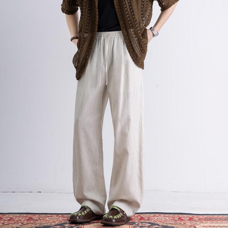 ROMON Men s Straight-Leg Linen Blend Casual Pants 2XL