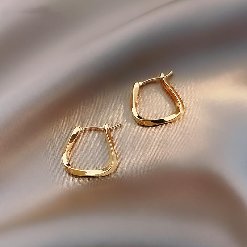 Fashion Gold Color Geometric U-Shape Hoop Earrings for Women Men Punk Hip-Hop Metal Round Circle Earrings Party Zircon 2025