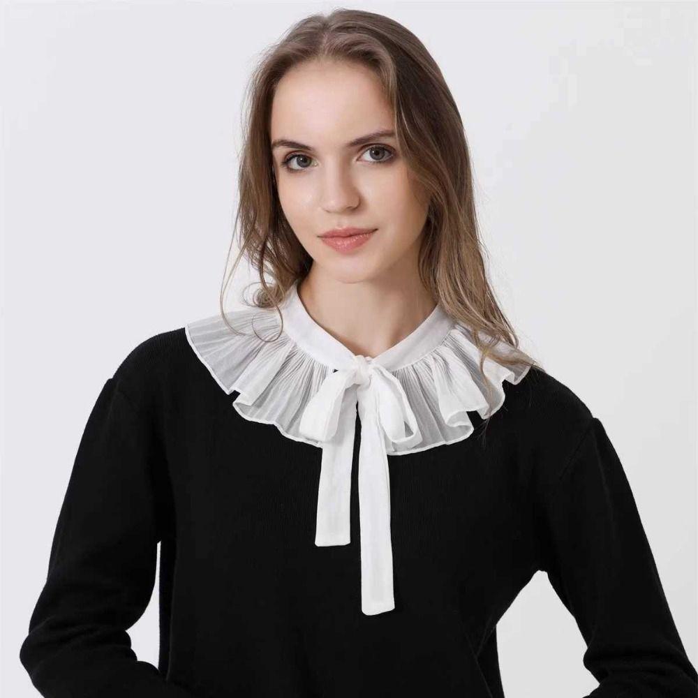 Trendy Removable Lace Frill False Collar Laced Up Versatile Fake Collar Clothing Detachable Collar Dress Shirt Decoration