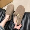 Retro Boken Shoes Fluffy Slippers Women's Outer Wear 2025 New Autumn and Winter One-pedal Velvet Cotton Slippers Bag Head Half Drag