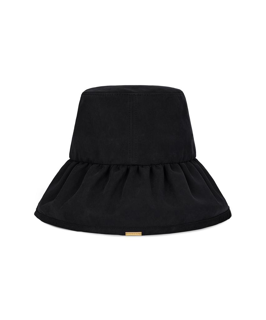 Bajal Metal Tip Shirred Bucket Hat Black